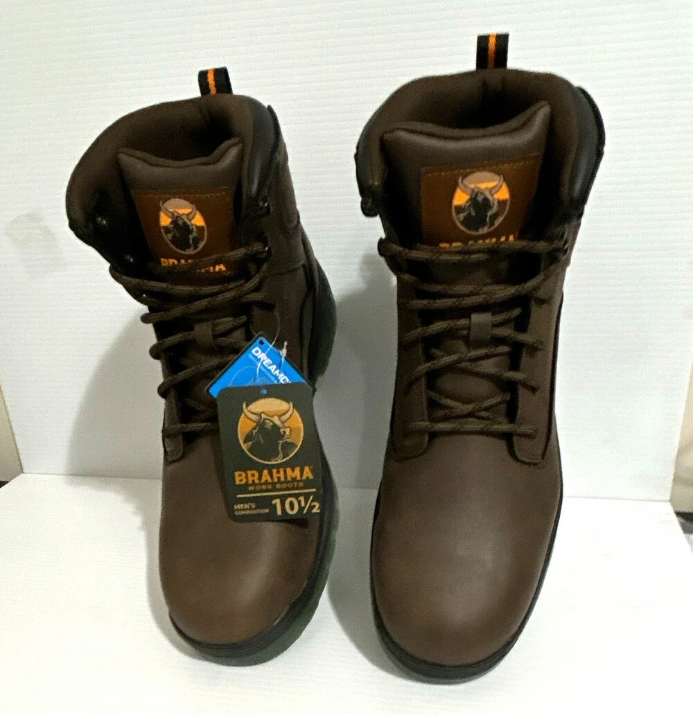 Brahma Combustion Men's 10.5D Brown Steel Toe Work Boots ASTM F2413-14